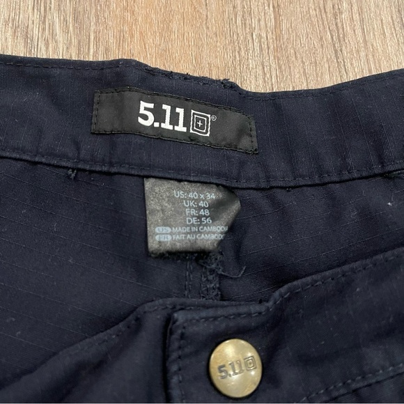 5.11 Tactical Cargo Pants Men’s 40x34 Navy Rip Stop Pockets Elastic Waist - Picture 7 of 10